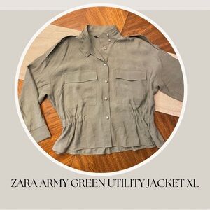 ZARA ARMY GREEN UTILITY JACKET XL